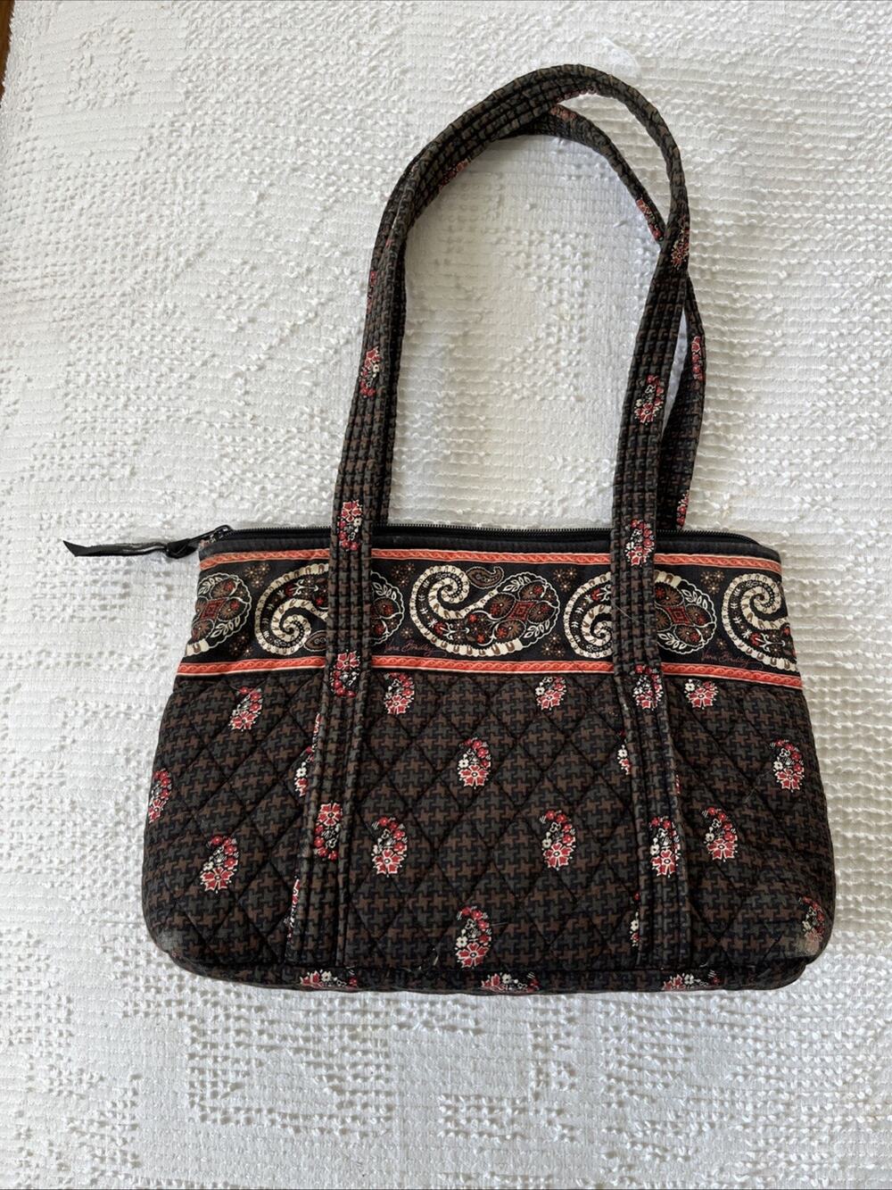 Vera Bradley Brown Paisley Quilted Tote with Pink Accents
